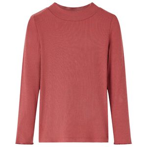 T-shirt enfants manches longues faux col roul&eacute; rouge br&ucirc;l&eacute; 92