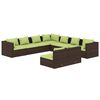 vidaXL Salon de jardin avec coussins 9 pcs marron résine tressée