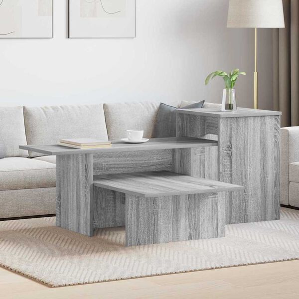 vidaXL Table console Gris Sonoma 91,5 x 35 x 38,5 cm Bois d'ing&eacute;nierie