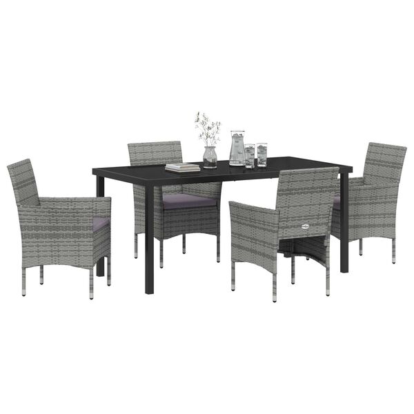 vidaXL Ensemble de salle &agrave; manger pour jardin 5 pcs Gris polyrotin