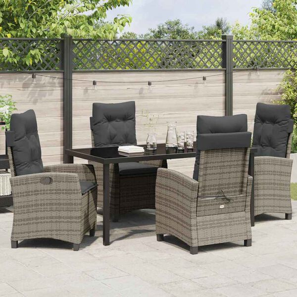 vidaXL Ensemble de salle &agrave; manger pour jardin 5 pcs Gris polyrotin