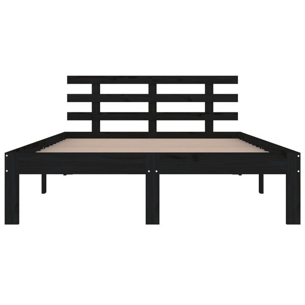 vidaXL Cadre de lit sans matelas noir bois massif 200x200 cm