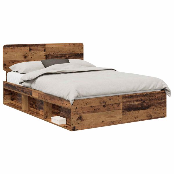 vidaXL Cadre de lit Bois ancien 140 x 200 cm Pin massif