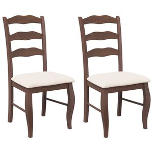 vidaXL Chaises de salle &agrave; manger avec coussins (2 pcs) bois massif marron caoutchouc