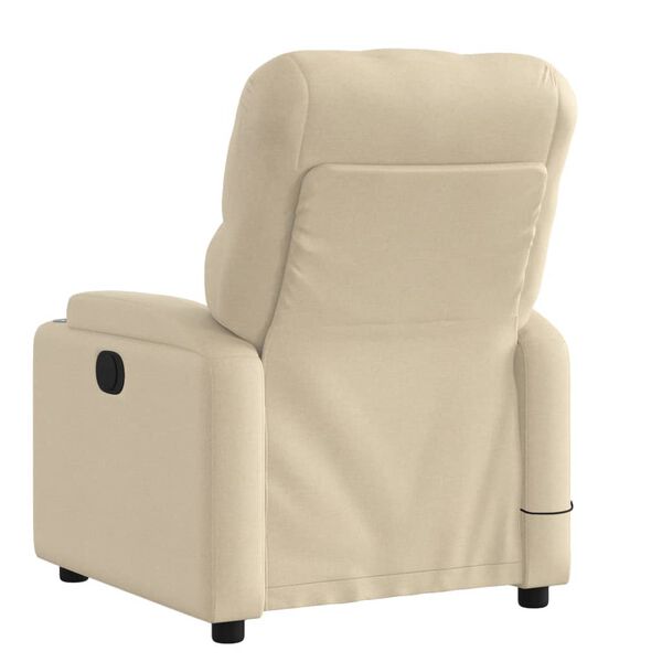 vidaXL Fauteuil inclinable de massage cr&egrave;me tissu