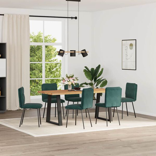 vidaXL Chaises &agrave; manger lot de 6 vert fonc&eacute; velours