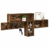 vidaXL Porte-manteau mural avec &eacute;tag&egrave;re Ch&ecirc;ne fum&eacute; 100 x 12 x 43,5 cm