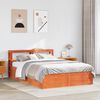 vidaXL Cadre de lit et t&ecirc;te de lit cire marron 135x190 cm bois de pin