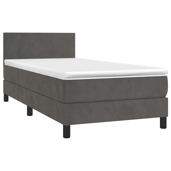 vidaXL Sommier &agrave; lattes de lit avec matelas et LED Gris fonc&eacute; 80x200cm