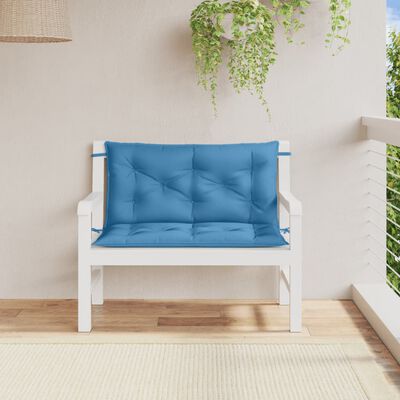 vidaXL Coussins de banc de jardin lot de 2 bleu mélangé tissu