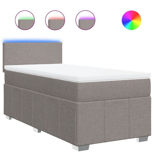 vidaXL Sommier &agrave; lattes de lit avec matelas Taupe 80x200 cm Tissu