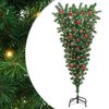 vidaXL Sapins de No&euml;l pr&eacute;-&eacute;clair&eacute;s en version invers&eacute;e avec jeu de boules