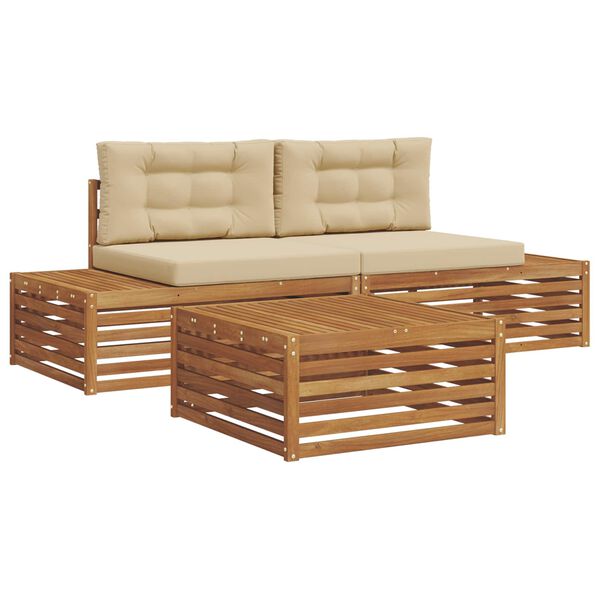vidaXL Ensemble de canap&eacute;s d'ext&eacute;rieur 3 Pi&egrave;ce Naturel et Beige