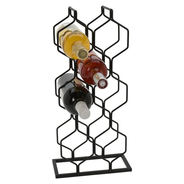 Home&Styling Casier &agrave; vin pour 8 bouteilles m&eacute;tal noir