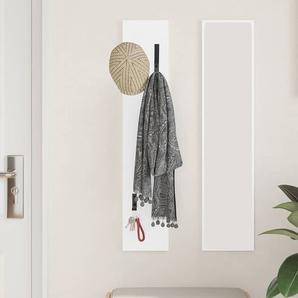 vidaXL Porte-manteau mural Blanc 20 x 1.5 x 100 cm Bois d'ing&eacute;nierie
