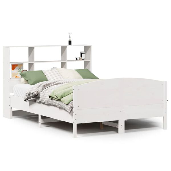 vidaXL Lit biblioth&egrave;que sans matelas blanc 120x190 cm bois pin massif