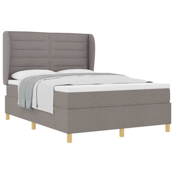 vidaXL Lit &agrave; ressorts avec matelas Taupe 200 x 140 cm tissu