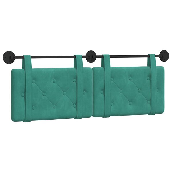 vidaXL T&ecirc;te de lit suspendue Turquoise 130 x 55 x 5 cm Velours