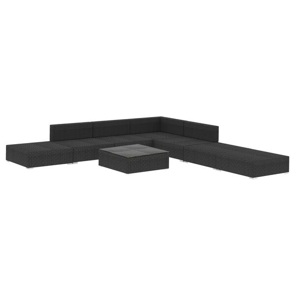 vidaXL Salon de jardin 8 pcs avec coussins r&eacute;sine tress&eacute;e noir