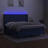 vidaXL Sommier &agrave; lattes de lit matelas LED Bleu 160x200 cm Tissu