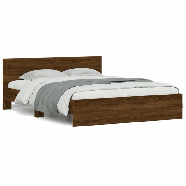 vidaXL Cadre de lit sans matelas ch&ecirc;ne marron 140x190 cm