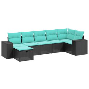 vidaXL Salon de jardin avec coussins 7 pcs marron r&eacute;sine tress&eacute;e