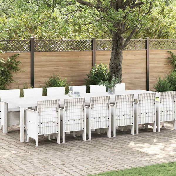 vidaXL Ensemble de salle à manger pour jardin 13 pcs Blanc Rattan Polt