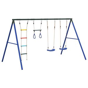 vidaXL Jeu de balan&ccedil;oire ext&eacute;rieur avec balan&ccedil;oires trap&egrave;ze et &eacute;chelle
