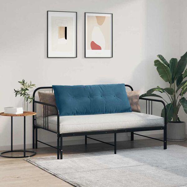 vidaXL Coussin de Dos Bleu 120 x 50 cm Tissu en velours c&ocirc;tel&eacute;