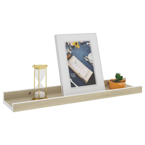 vidaXL &Eacute;tag&egrave;res murales 4 pcs blanc et ch&ecirc;ne sonoma 40x9x3 cm