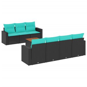 vidaXL Salon de jardin 8 pcs avec coussins noir r&eacute;sine tress&eacute;e