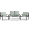 vidaXL Salon de jardin avec coussins 4 pcs anthracite acier