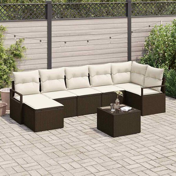 vidaXL Ensemble de Canap&eacute;s 8 pcs Marron polyrotin
