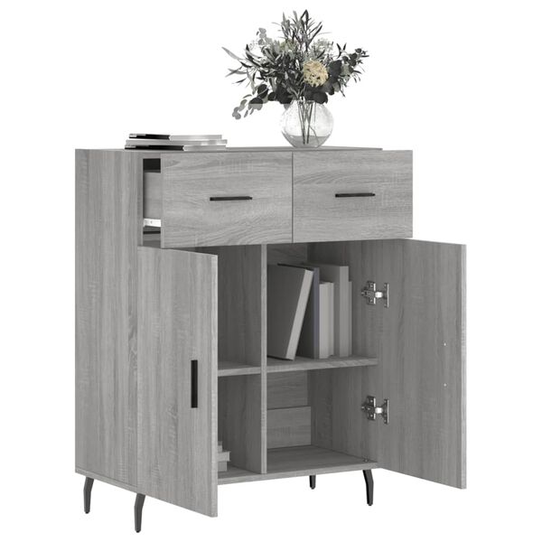 vidaXL Buffet sonoma gris 69,5x34x90 cm bois d'ing&eacute;nierie