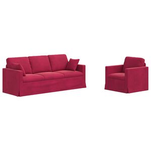 vidaXL Ensemble de Canap&eacute;s 2 pc Bordeaux Velours