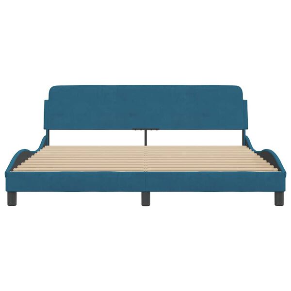 VidaXL Cadre de lit avec t&ecirc;te de lit Dover bleu 180x200cm velours