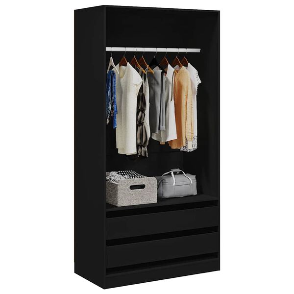 vidaXL Garde-robe Noir 100x50x200 cm Bois d'ing&eacute;nierie