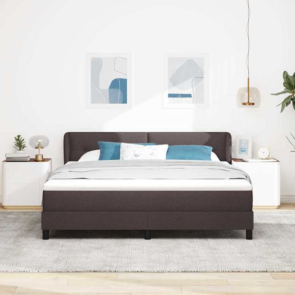 vidaXL Lit boxspring avec matelas Marron fonc&eacute; 180 x 200 cm tissu