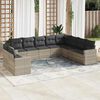 vidaXL Salon de jardin avec coussins 10 pcs gris clair r&eacute;sine tress&eacute;e