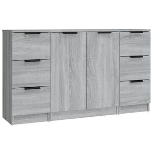 vidaXL Buffets 3 pcs Sonoma gris Bois d'ing&eacute;nierie