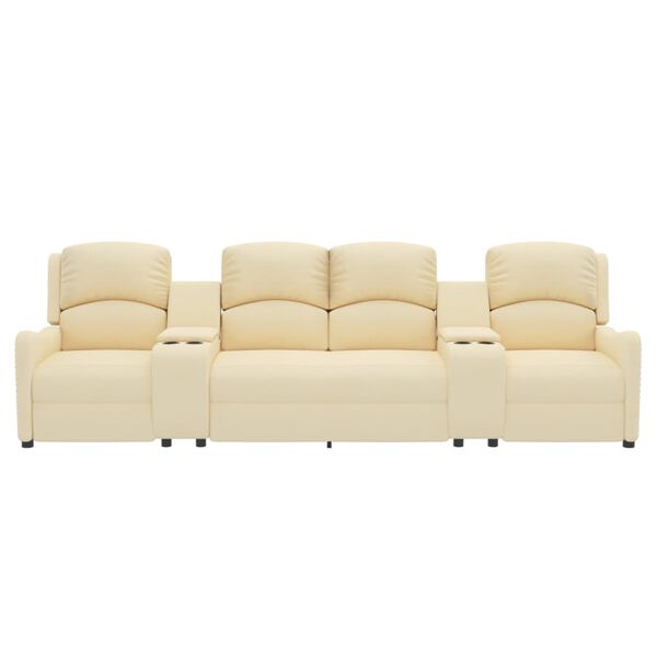 vidaXL Fauteuil de massage inclinable et porte-gobelets 4 places crème