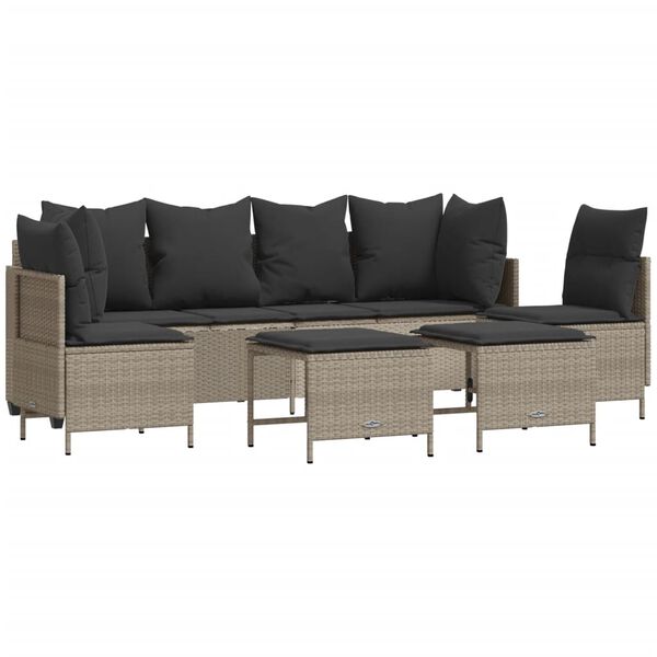 vidaXL Salon de jardin 5 pcs avec coussins gris clair r&eacute;sine tress&eacute;e