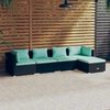 vidaXL Salon de jardin 5 pcs avec coussins R&eacute;sine tress&eacute;e Noir