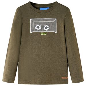 T-shirt enfants manches longues kaki m&eacute;lang&eacute; 92