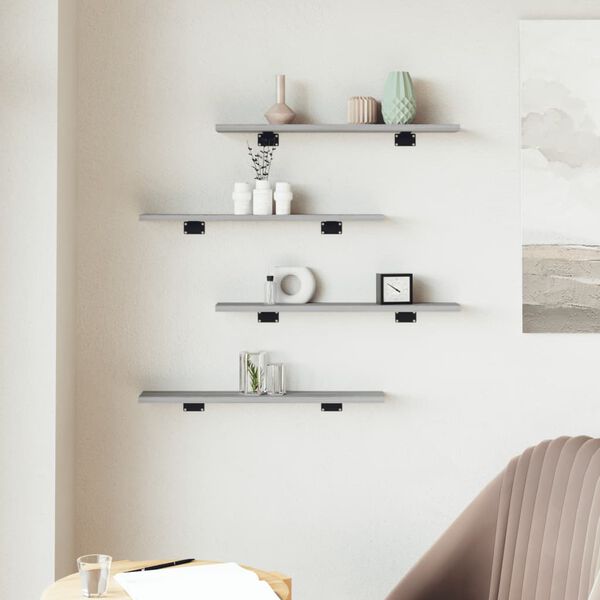 vidaXL &Eacute;tag&egrave;res murales 4 pcs sonoma gris 60x10x1,5 cm bois ing&eacute;nierie