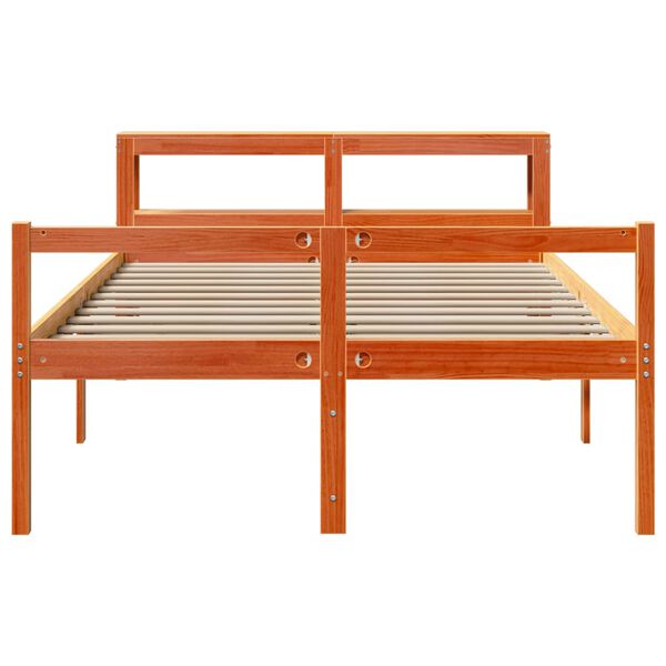 vidaXL Cadre de lit et t&ecirc;te de lit sans matelas cire marron 150x200 cm