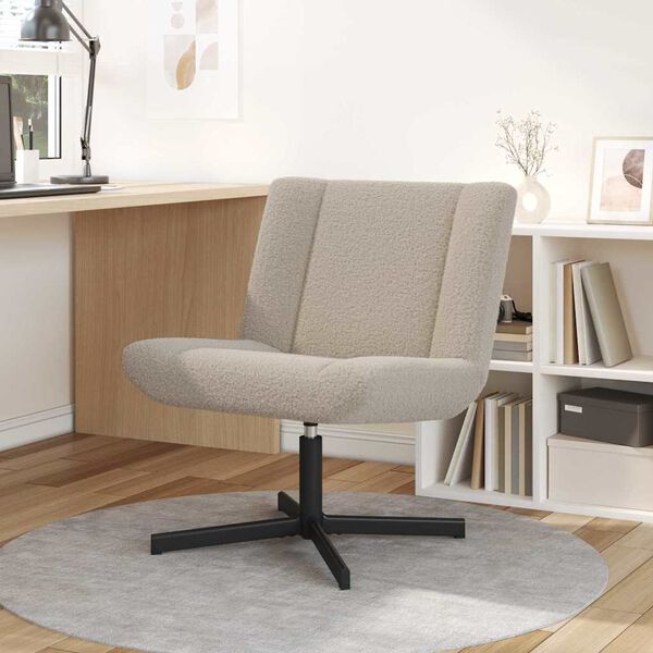 vidaXL Chaise pivotante Gris clair 63 x 75 x 76 cm Peau de mouton