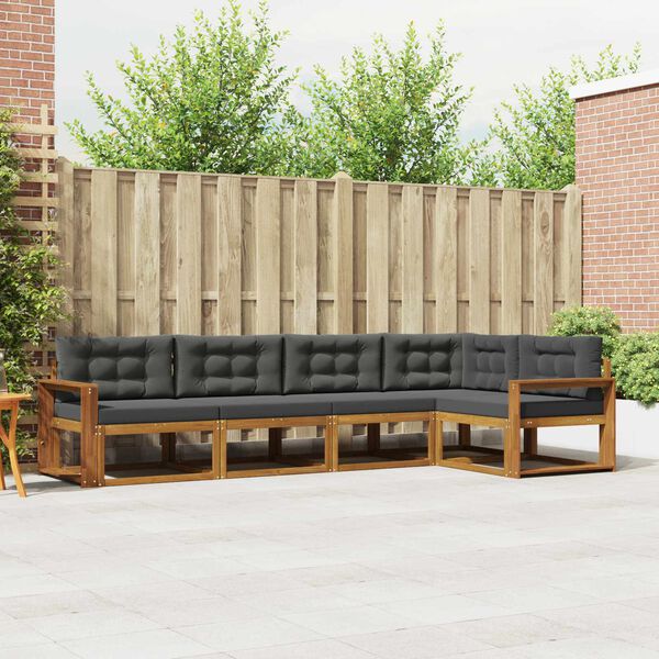 vidaXL Ensemble de canap&eacute;s d'ext&eacute;rieur 5 pcs Naturel et Anthracite
