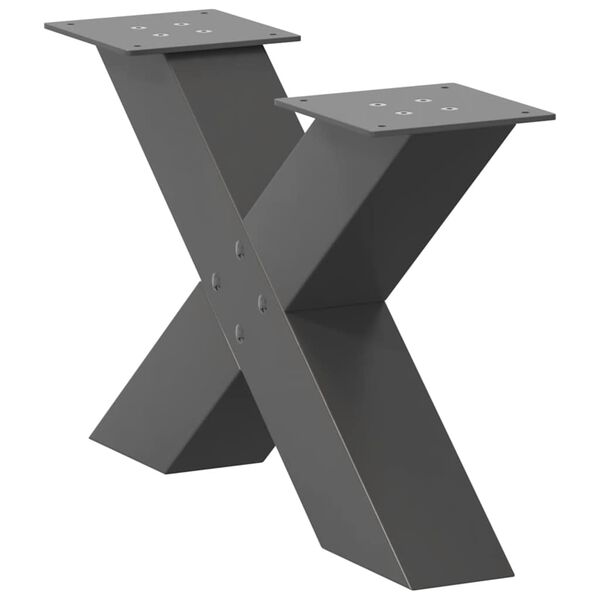 vidaXL Pieds de table basse en forme de X, 2 pi&egrave;ces, anthracite, 50 x (30-31) cm, acier