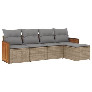 vidaXL Salon de jardin avec coussins 5 pcs beige r&eacute;sine tress&eacute;e